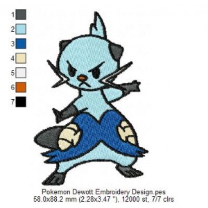 Pokemon Dewott Embroidery Design